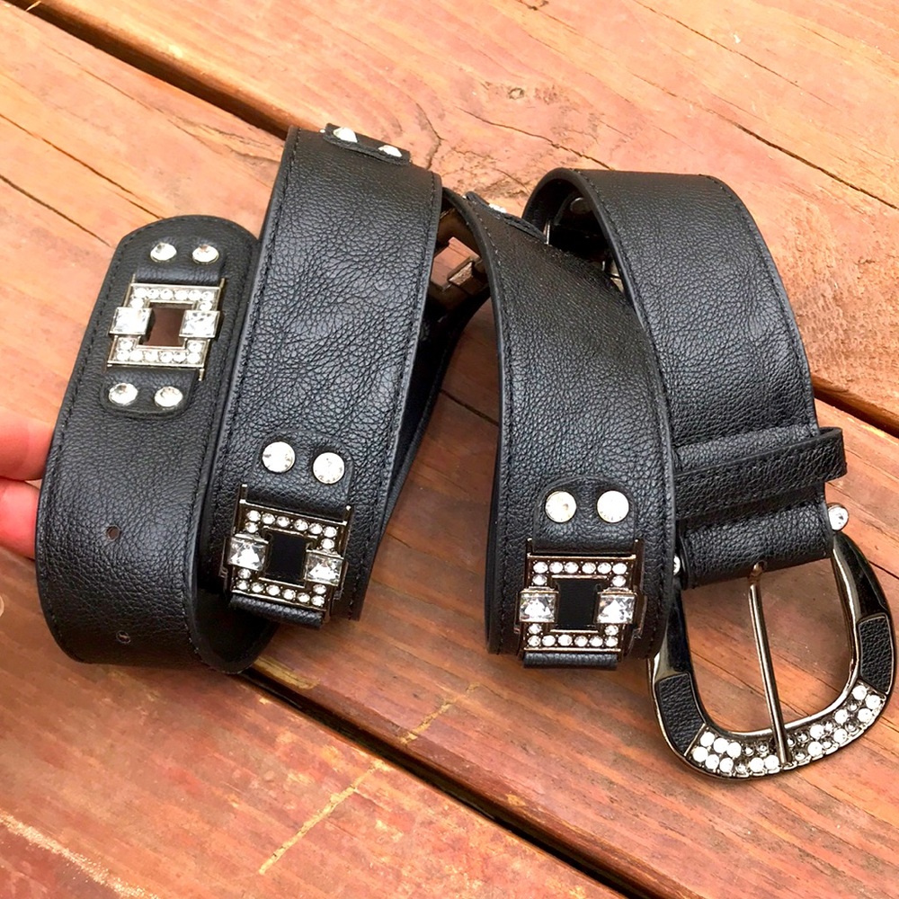 Medium/Large black rhinestone belt